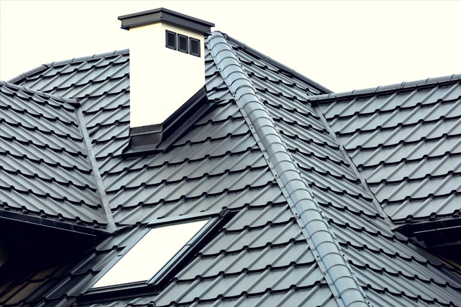 Black tile roof on residential home